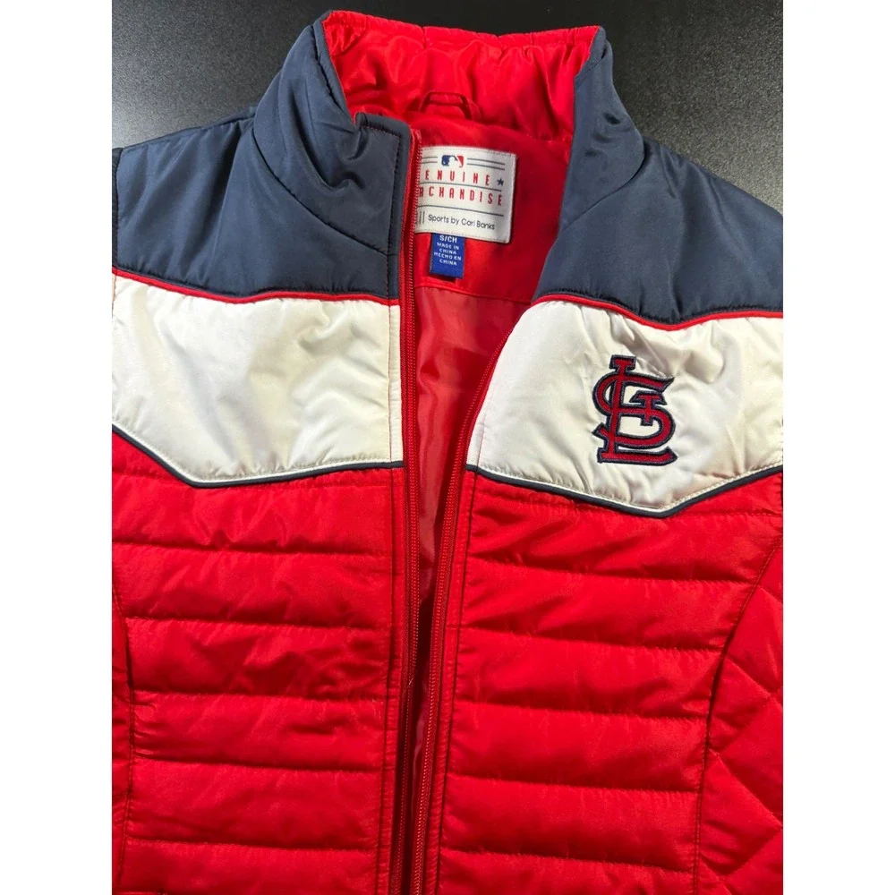 GIII Sports St Louis Cardinals MLB Quilted Puffer Vest Red Blue Womens Small K6